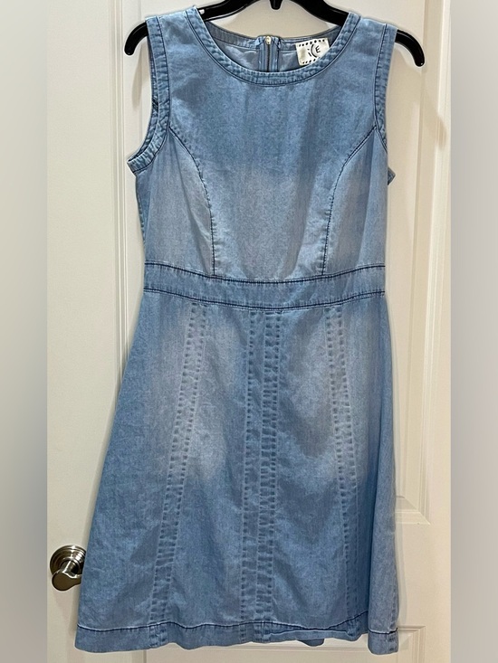 Ice Dresses & Skirts - Ice Light Blue Sleeveless Chambray A-Line Mini Dress 100% Cotton Size 10